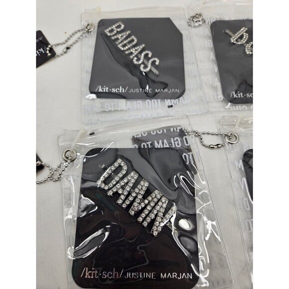New Kitsch X Justine Marjan Rhinestone Bobby Pins QUEEN DAMN VIBES BOSS BADASS - Picture 4 of 10
